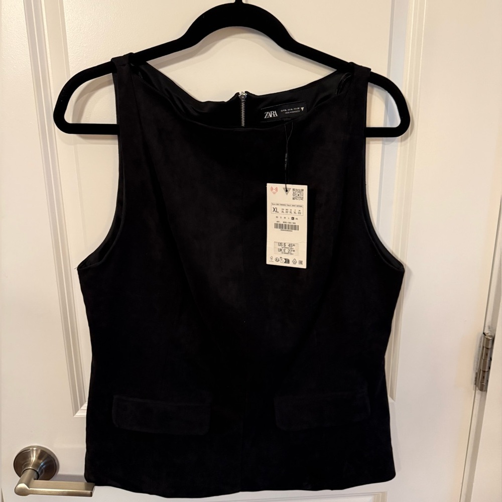 NWT Zara Sophisticated Black Suede Shirt size XL